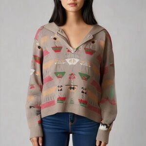 Vintage Sz L Gringos Relaxed Mexican Inspired Knit Sweater
